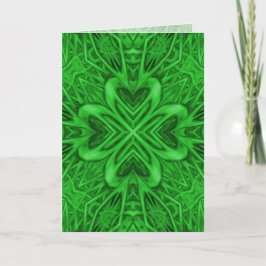 Celtic Clover Vintage Green Fractal Kaleidoscope Kaart