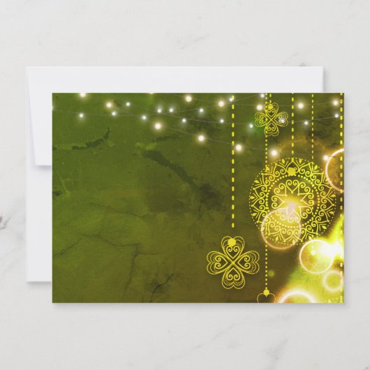 Celtic Clovers and String Lights Irish Wedding Save The Date (Achterkant)