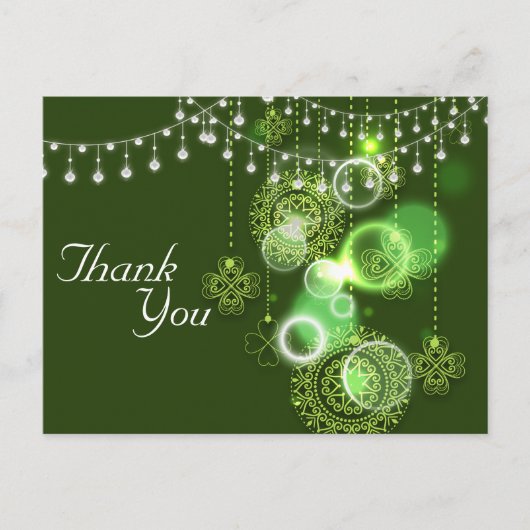 Celtic Clovers Groen en Wit Iers Bedankt Briefkaart (Voorkant)