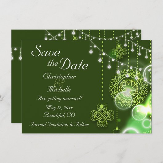 Celtic Clovers Irish Save the Date Wedding Kaart (Voorkant / Achterkant)