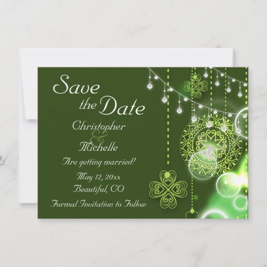 Celtic Clovers Irish Save the Date Wedding Kaart (Voorkant)