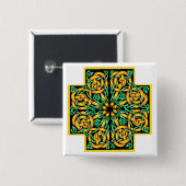Celtic Cross 2 Vierkante Button 5,1 Cm (Voorkant /achterkant)