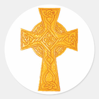 Celtic Cross 3 Gold Ronde Sticker