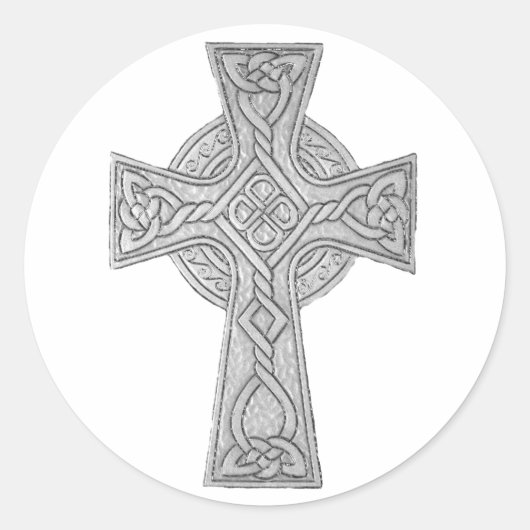 Celtic Cross 3 Zwart Ronde Sticker (Voorkant)