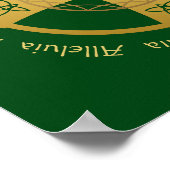 Celtic Cross Alleluia Gold op Green Print (Hoek)