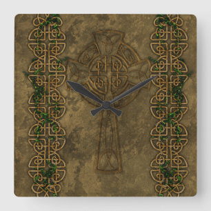 Celtic Cross and Cross Knots Vierkante Klok