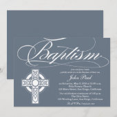 Celtic Cross Baptism Uitnodiging voor jongens (Voorkant / Achterkant)