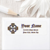 Celtic Cross Blauw en Goud Etiket (Insitu)