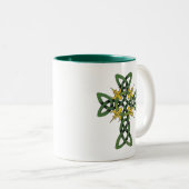 Celtic Cross Cadeft Tweekleurige Koffiemok (Voorkant rechts)