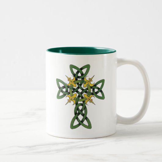 Celtic Cross Cadeft Tweekleurige Koffiemok (Rechts)