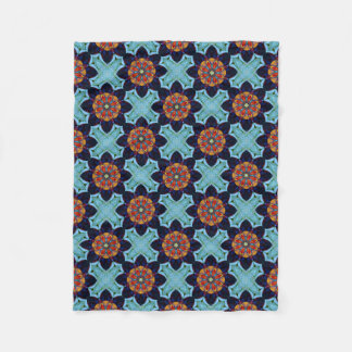 Celtic Cross Calla Kaleidoscoop Oranje en blauw Fleece Deken