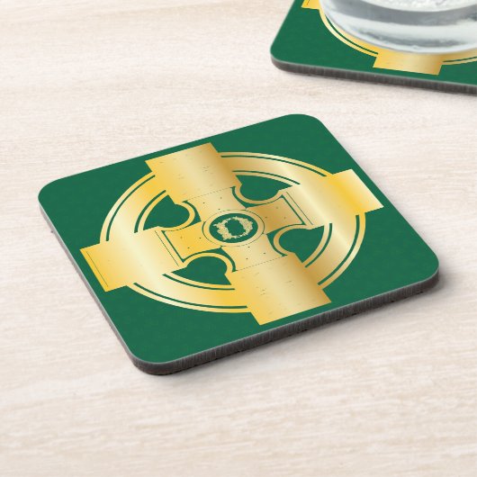 Celtic Cross Celtic Knot Letter D Monogram Bier Onderzetter (Linkerzijde)