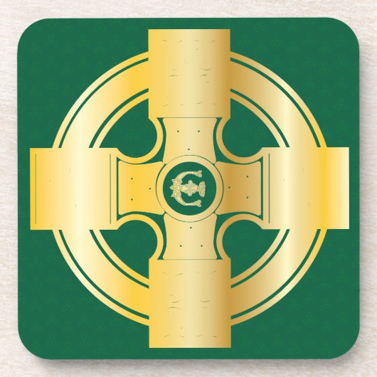 Celtic Cross Celtic Knot Letter E Monogram Bier Onderzetter (Voorkant)