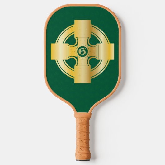 Celtic Cross Celtic Knot Letter G Monogram Pickleball Paddle (Voorkant)