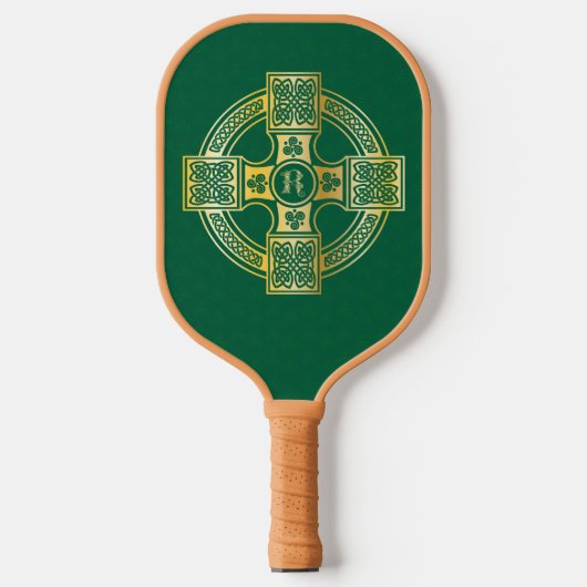 Celtic Cross Celtic Knot Letter R Monogram Pickleball Paddle (Voorkant)