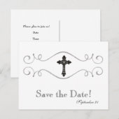 Celtic Cross Christelijk Sla de datum op Aankondigingskaart (Voorkant / Achterkant)