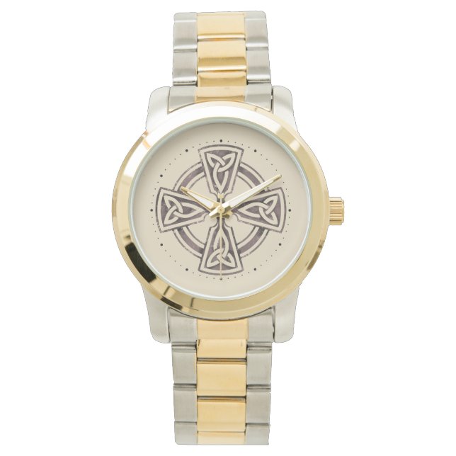 Celtic Cross Christelijke Irish Nordic Mythology L Horloge (Voorkant)