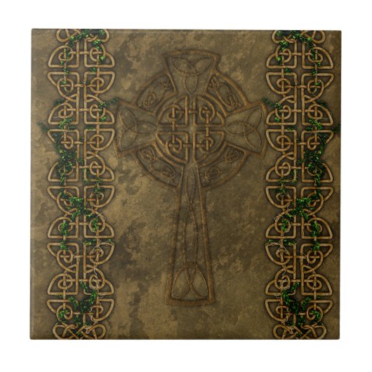 Celtic Cross en Celtic Knots Tegeltje (Voorkant)