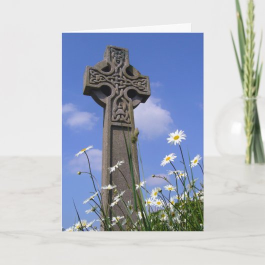 Celtic Cross en Daisies Pasen Feestdagen Kaart (Voorkant)