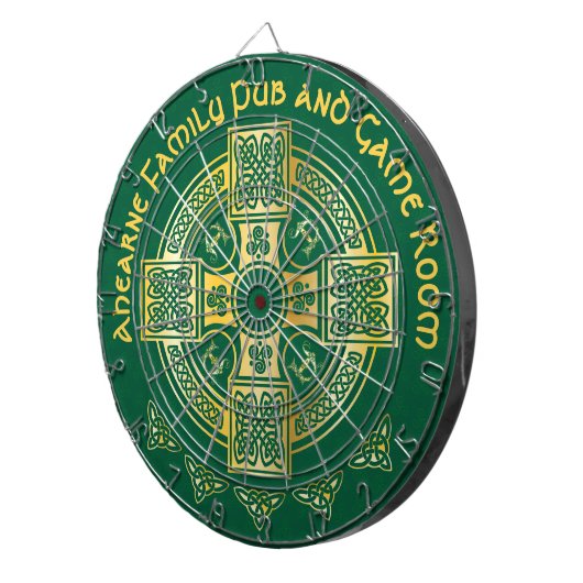 Celtic Cross en Knot Letter A Monogram en Naam Dartbord (Voorkant Rechts)