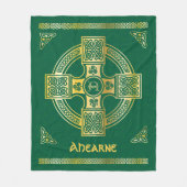 Celtic Cross en Knot Letter A Monogram en Naam F Fleece Deken (Voorkant)