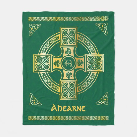 Celtic Cross en Knot Letter A Monogram en Naam F Fleece Deken (Voorkant)