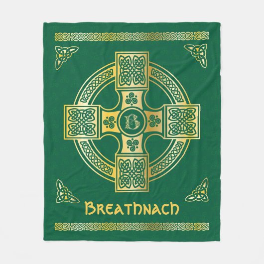 Celtic Cross en Knot Letter B Monogram en Naam Fleece Deken (Voorkant)