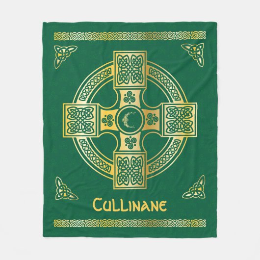 Celtic Cross en Knot Letter C Monogram en Naam Fleece Deken (Voorkant)