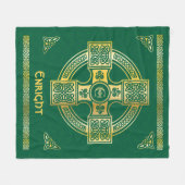 Celtic Cross en Knot Letter E Monogram en Naam Fleece Deken (Voorkant (Horizontaal))
