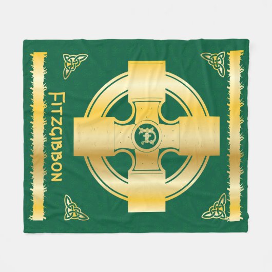 Celtic Cross en Knot Letter F Monogram en Naam Fleece Deken (Voorkant (Horizontaal))