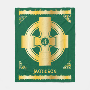 Celtic Cross en Knot Letter J Monogram en Naam Fleece Deken