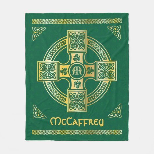 Celtic Cross en Knot Letter M Monogram en Naam Fleece Deken (Voorkant)