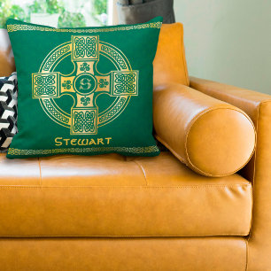 Celtic Cross en Knot Letter S Monogram en naam Kussen