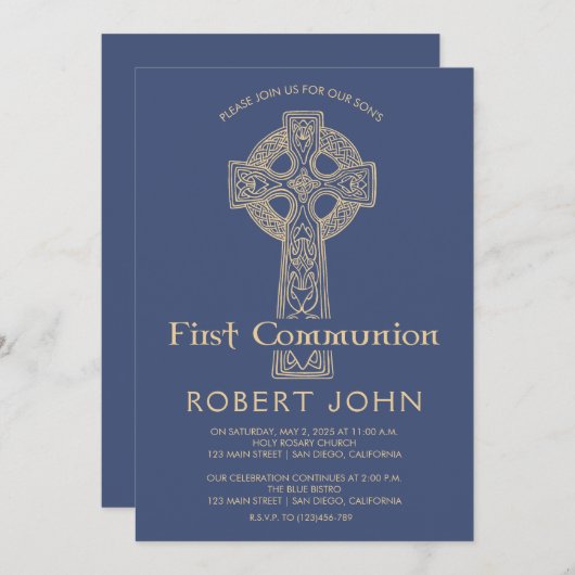 Celtic Cross en Quatrefoil Community Uitnodiging (Voorkant / Achterkant)