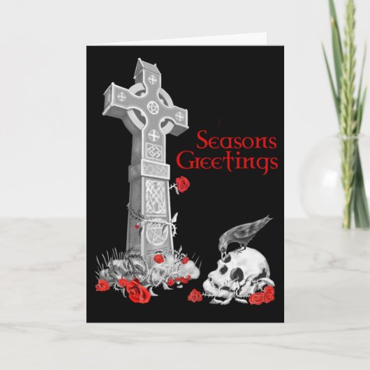 Celtic Cross en Raven Christmas Kaart (Voorkant)