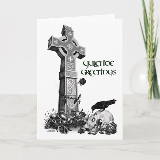 Celtic Cross en Raven Yuletide Kaart (Voorkant)