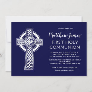 Celtic Cross First Community Invitation for Boys Kaart