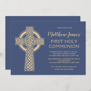 Celtic Cross First Community Invitation for Boys Kaart