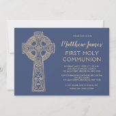 Celtic Cross First Community Invitation for Boys Kaart (Voorkant)
