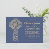 Celtic Cross First Community Invitation for Boys Kaart (Staand voorkant)
