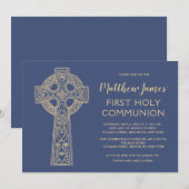 Celtic Cross First Community Invitation for Boys Kaart (Voorkant / Achterkant)