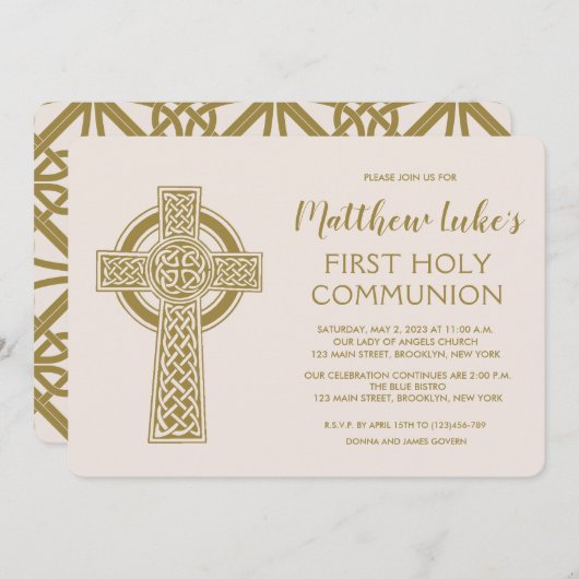 Celtic Cross First Community Invitation Kaart (Voorkant / Achterkant)