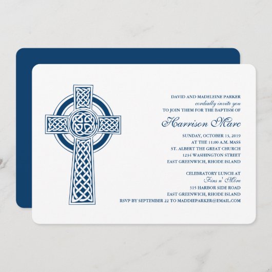 Celtic Cross First Heilige Communauteit Uitnodigin Kaart (Voorkant / Achterkant)