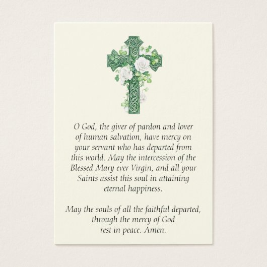 Celtic Cross Funeral Memorial Prayer Ierse Kaart (Voorkant)