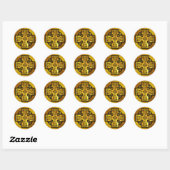Celtic Cross (gouden metaal) Ronde Sticker (Vel)