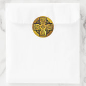 Celtic Cross (gouden metaal) Ronde Sticker (Tas)
