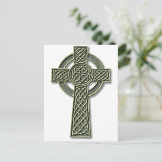 Celtic Cross - Green Stone Briefkaart (Staand voorkant)
