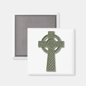 Celtic Cross - Green Stone Magneet (Voorkant / Achterkant)