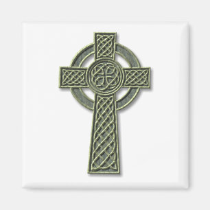 Celtic Cross - Green Stone Magneet
