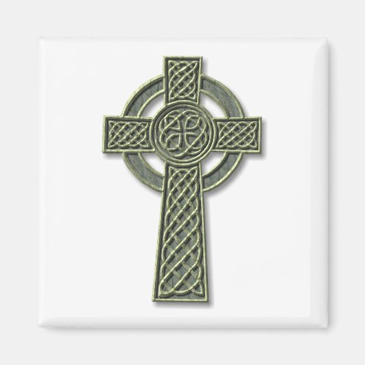 Celtic Cross - Green Stone Magneet (Voorkant)